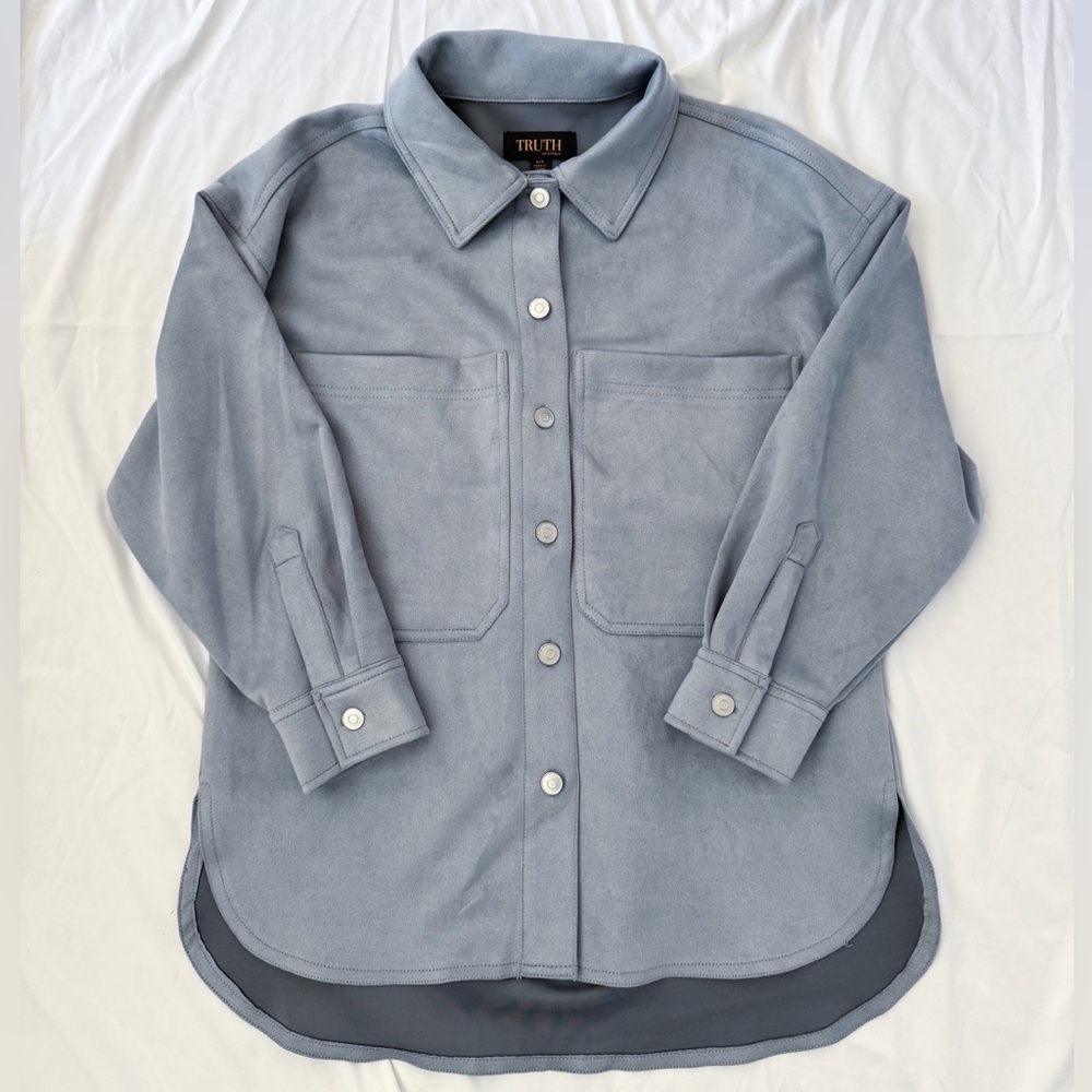 Blue Suede Button-Up Shirt / Jacket